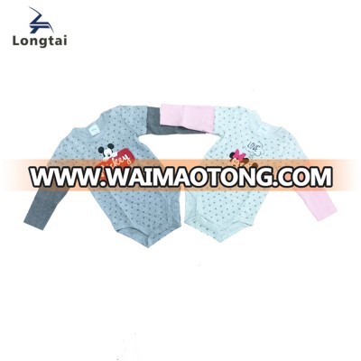 wholesale long sleeve infant bodysuit fashion print and comfortable cotton romper for spring unisex kids