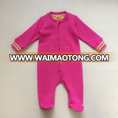 fleece lycra baby romper with kangaroo pocket