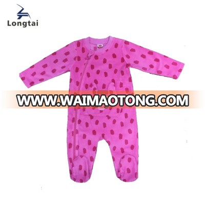 One-piece zipper polar fleece baby romper with pocket