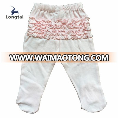 lovely newborn baby girls ruffle&real bow legging pink infant soft cotton clothes for spring