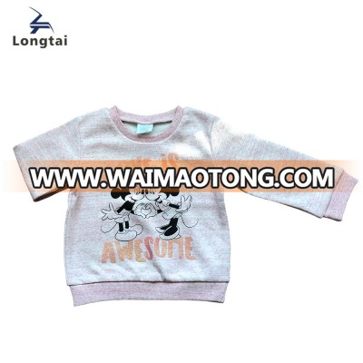 Baby Girls Long Sleeves Cvc Fleece Top Clothes With Lovely Animal Print